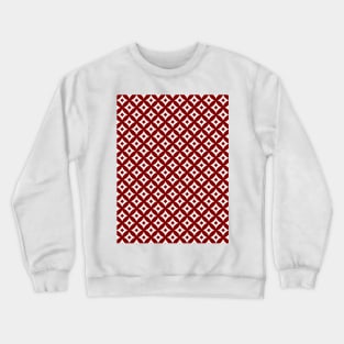 Large Dark Christmas Candy Apple Red and White Cross-Hatch Astroid Grid Pattern Crewneck Sweatshirt